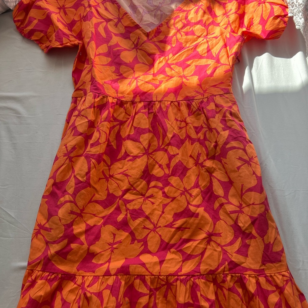 pink and orange floral dress